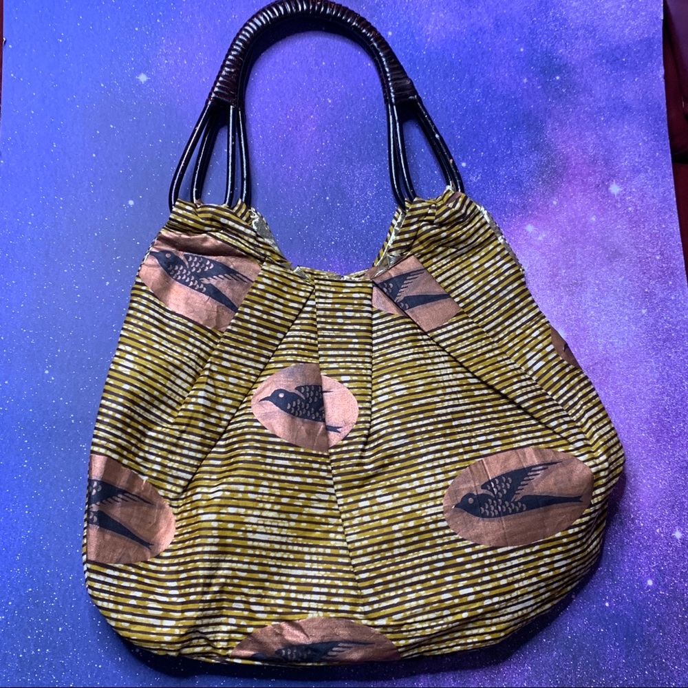 Brown Striped Bird Purse